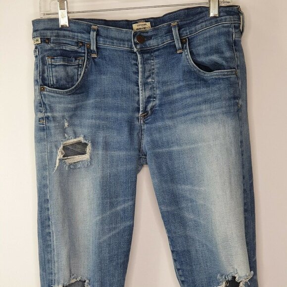 Citizens of Humanity 26 womens Emerson Slim Boyfriend Jeans Dark Wash COH Flaw‎ - Picture 4 of 12